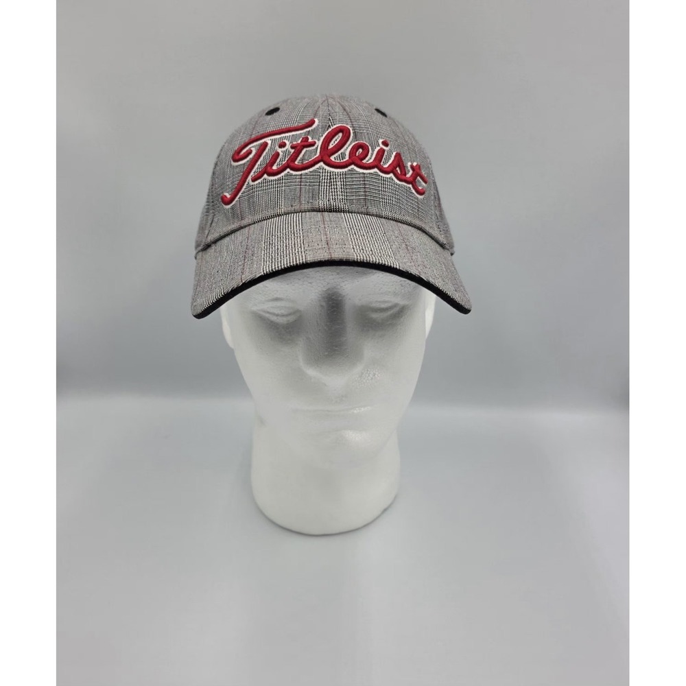 Titleist Glen Plaid Gray & Red Letters  Adjustable Back‎ Golf Baseball Hat